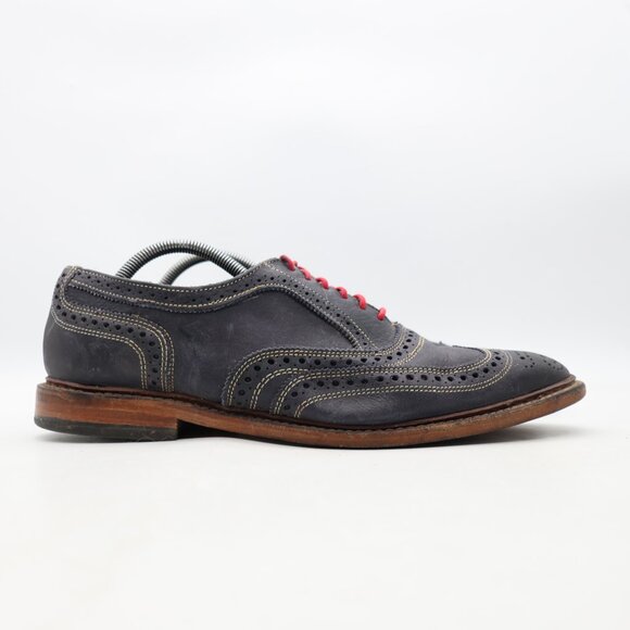 Allen Edmonds Neumok Men\'s Size 10.5 D Wing Tip Oxford Dress Shoes Navy Leather